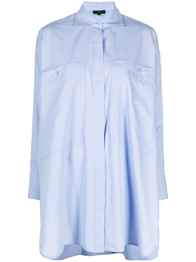 Jejia Oversized-pocket Longline Shirt In Blue