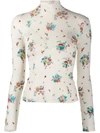 Rabanne Floral-print Stretch-cupro Jersey Turtleneck Top In Neutrals