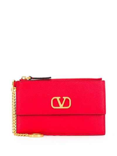 Valentino Garavani Vlogo Zipped Wallet In Rot