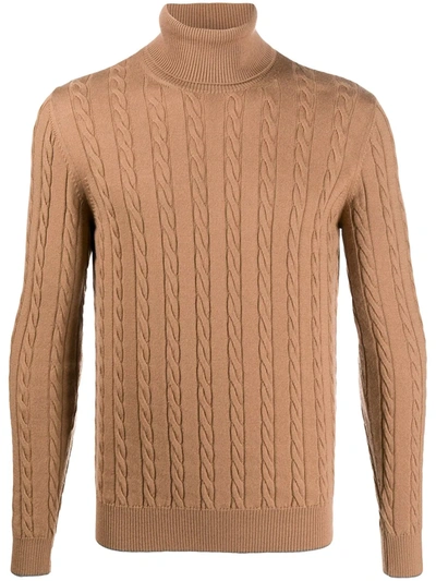 Eleventy Cable-knit Roll Neck Jumper In Neutrals