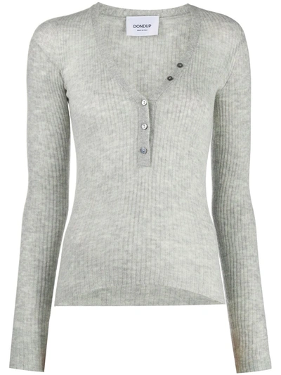 Dondup Rib Knit Top In Grey