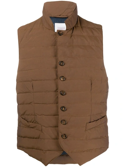 Eleventy Down-padded Button Front Gilet In Brown