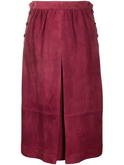 Fendi High-waisted Slit-detail Skirt In Red