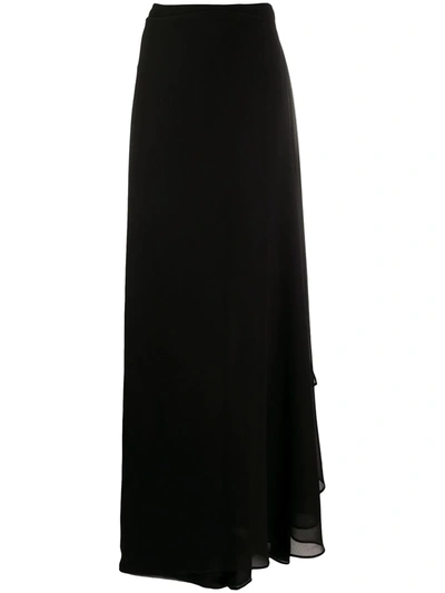 Talbot Runhof Draped-side Wide-leg Trousers In Black