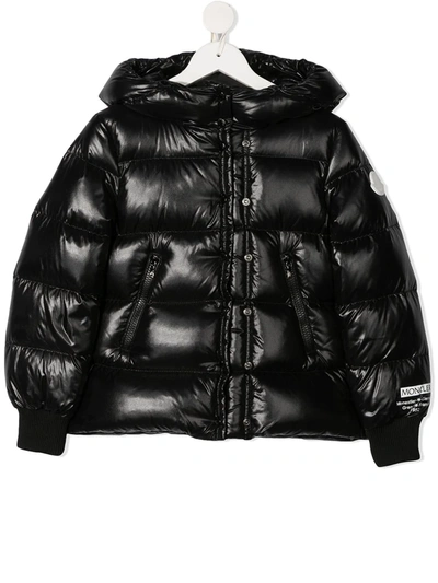 Moncler Kids' Zip-up Padded Down Jacket In Black