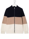 Brunello Cucinelli Zip-through Colour Block Bomber Jacket In Neutrals