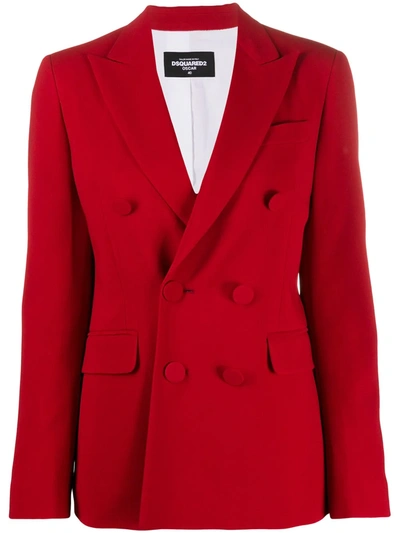 Dsquared2 Double-breasted Blazer In Red