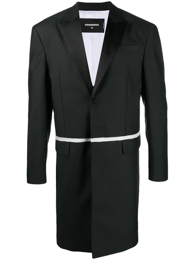 Dsquared2 Two-layer Tailored Coat In Black
