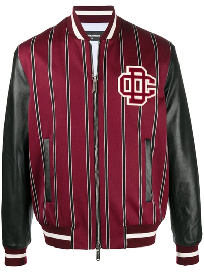 Dsquared2 Logo Patch Bomber Jacket In Red
