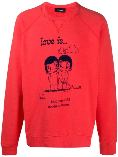 Dsquared2 Love Is... Print Sweatshirt In Orange