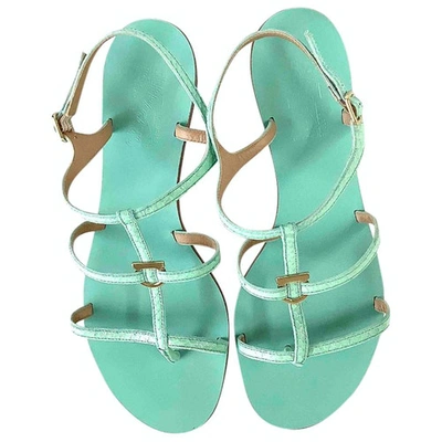 Pre-owned Ferragamo Turquoise Leather Sandals