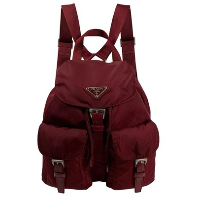 Pre-owned Prada Re-nylon Burgundy Cloth Backpack