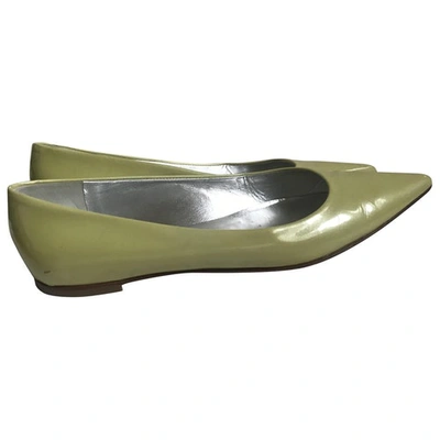 Pre-owned Giuseppe Zanotti Patent Leather Ballet Flats In Green