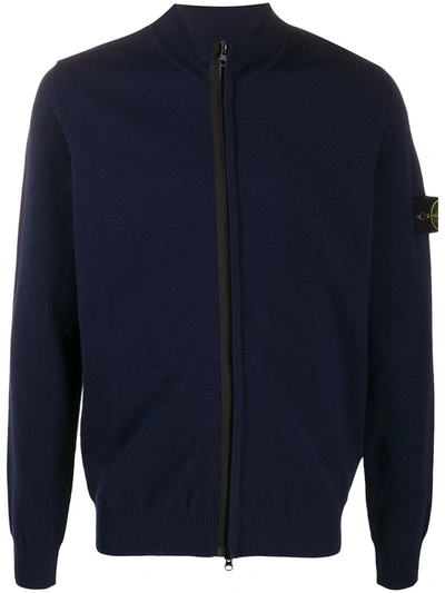 Stone Island Logo Patch Sweater In Blue