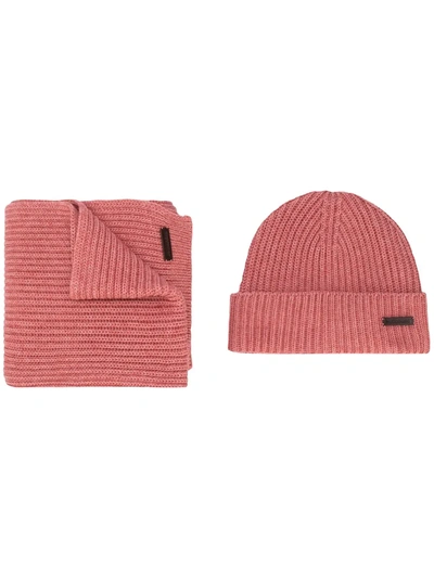Dsquared2 Scarf And Beanie Hat Set In Pink
