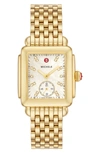 Michele Deco Mid Diamond Dial Watch Head & Bracelet, 29mm In Gold/ White