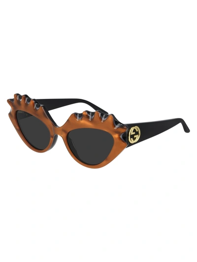 Gucci Interlocking G 双色猫眼框太阳眼镜 In Orange