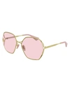 Gucci Fork Oversize Square Sunglasses In Gold Gold Pink