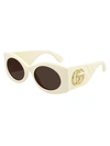 GUCCI GG0810S SUNGLASSES,GG0810S 002 IVORY IVORY BROWN