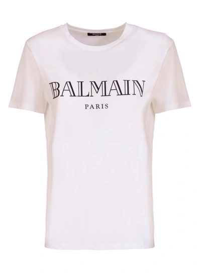 Balmain Vintage Logo T-shirt In Bianco