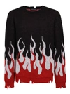 VISION OF SUPER BLACK JUMPER WHITH DOUBLE FLAMES,11532309
