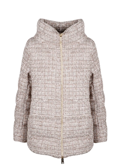 Herno Quilted Tweed Down Jacket In Nude Neutrals ModeSens