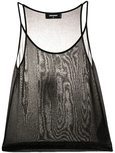 Dsquared2 Metallic Sheen Tank Top In Black