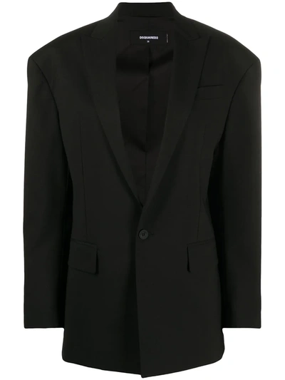 Dsquared2 Extended-shoulder Single-breasted Blazer In Black