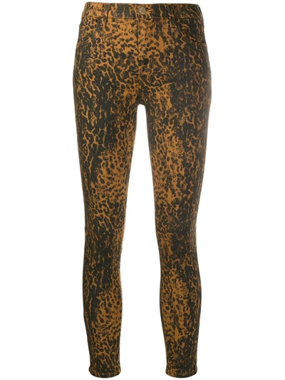 J Brand Leopard Print Skinny Jeans In Brown