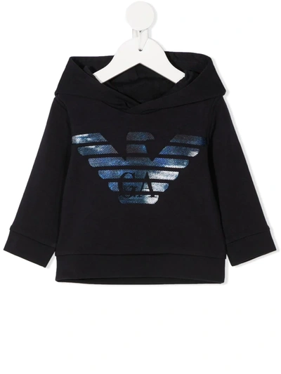 Emporio Armani Babies' Eagle Hoodie (6-36 Months) In Blue
