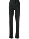 Isabel Marant Naliska Cotton Denim Straight Jeans In Black