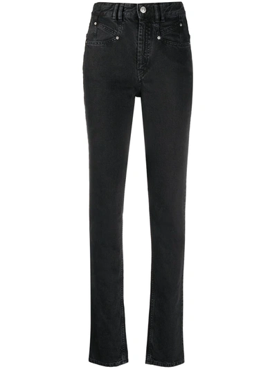 Isabel Marant Naliska Cotton Denim Straight Jeans In Black