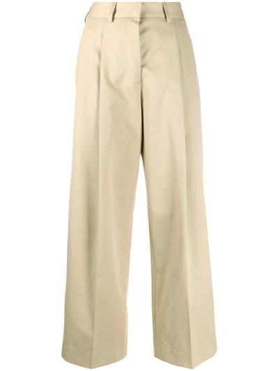 Jejia High-waisted Wide-leg Trousers In Neutrals