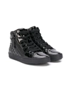 Geox Kalispera Patent High Top Sneakers In Black