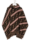 FENDI ZUCCA-PATTERN HOODED PONCHO