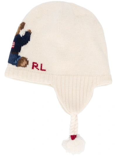Polo Ralph Lauren Babies' Intarsia Teddy Bear Beanie In Neutrals