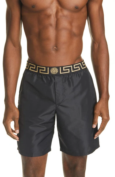Versace Men's Boxer Swimsuit Bathing Trunks Swimming Suit  Greca In Black