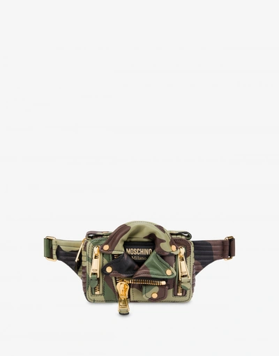 Moschino Biker Jacket Leather Belt Bag In Camouflage