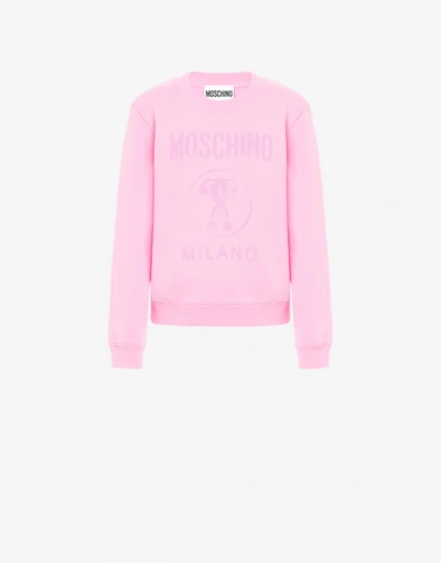 Moschino Cotton Sweatshirt Double Question Mark In Pink