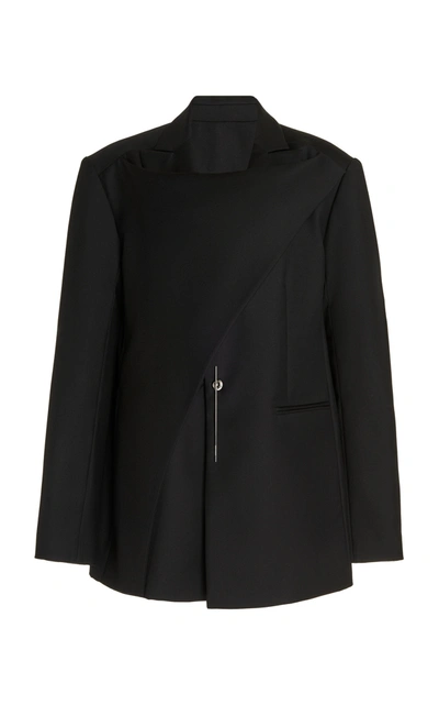 Boyarovskaya Oversized Wrap-front Wool Jacket In Black
