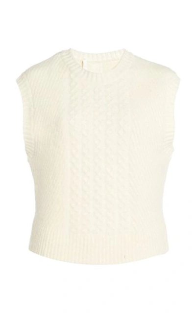 Low Classic Cropped Cable-knit Jumper Waistcoat In Neutral