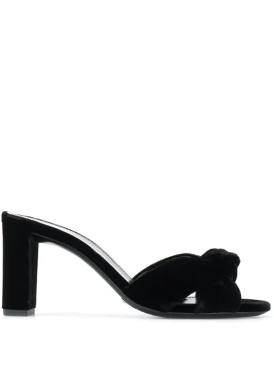 Saint Laurent Bianca Knotted Leather Mules In Black