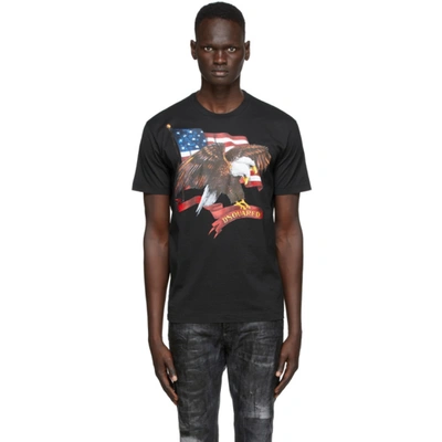 Dsquared2 Eagle & Icon Print Cotton Jersey T-shirt In Black
