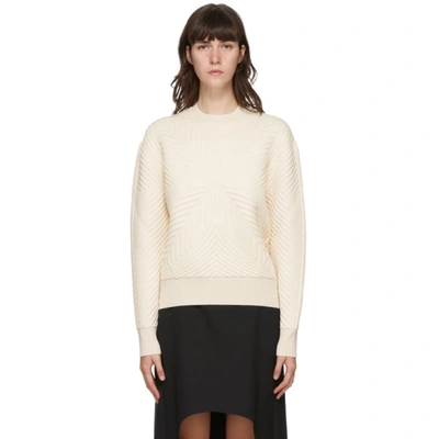 Alexander Mcqueen Wool Blend Cable Knit Crewneck Sweater In White