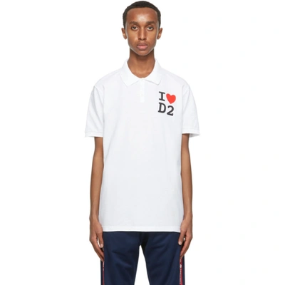 Dsquared2 Printed Cotton Piqué Polo Shirt In White