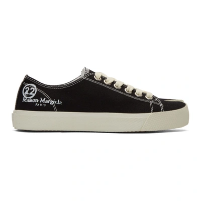 Maison Margiela Split-toe Logo-print Canvas Trainers In Black,white