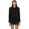 Balmain Black Double-breasted Jacket With Branded Buttons And Asymmetric Cut In Wool Woman In Multicolor