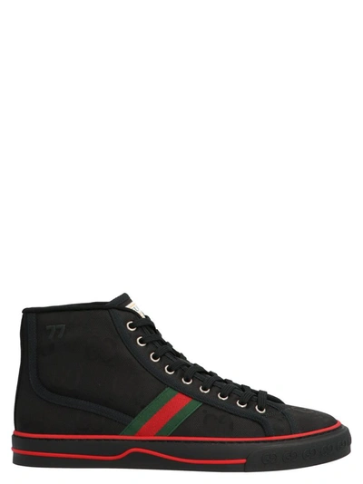 Gucci 黑色  Tennis 1977 Off The Grid 高帮运动鞋 In Black