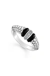 Lagos Sterling Silver Black Caviar Diamond & Black Ceramic Statement Ring In Black