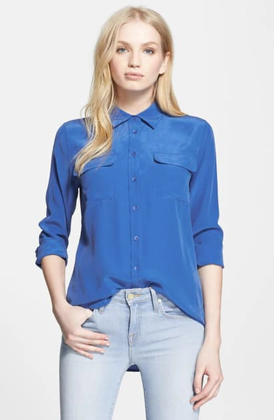 Equipment 'slim Signature' Silk Shirt In True Blue